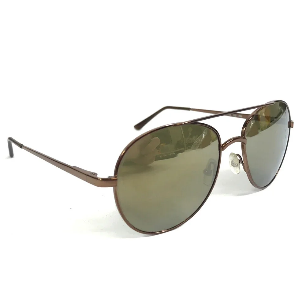 See Sunglasses 7858 093 Polished Brown Aviator Frames with Green Mirrored Lenses